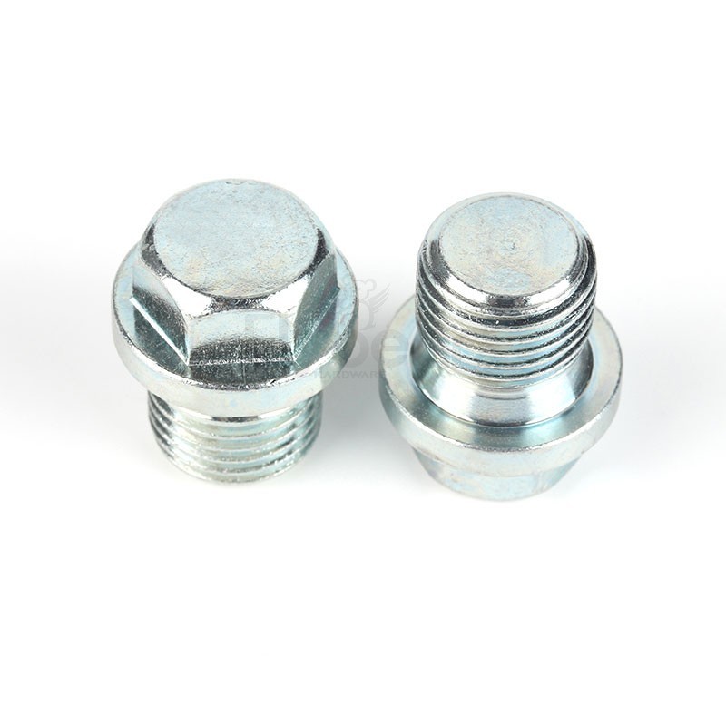 碳钢蓝白锌外六角带介螺塞DIN910